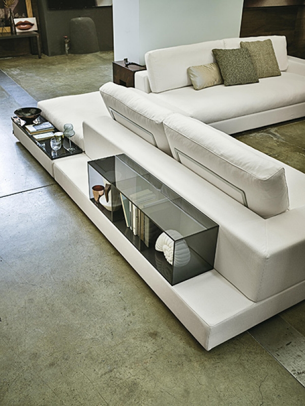Mодел Plat. Arketipo, Италия.  Луксозен диван с отделения за съхранение. Модерна италианска мека мебел - прави, ъглови, разтегат