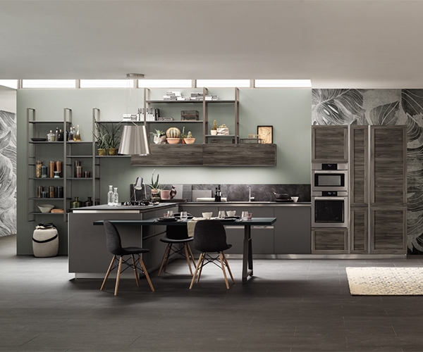 Programma Twin, Arrex. Модерна италианска модулна кухня с врати с ламинирано покритие с разнообразни цветове.
