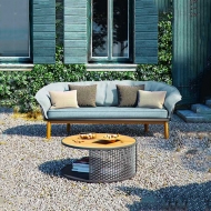 Луксозна италианска градинска мека мебел със структура от алуминий и тиково дърво, колекция Cyrano. Производител Atmosphera, Ита