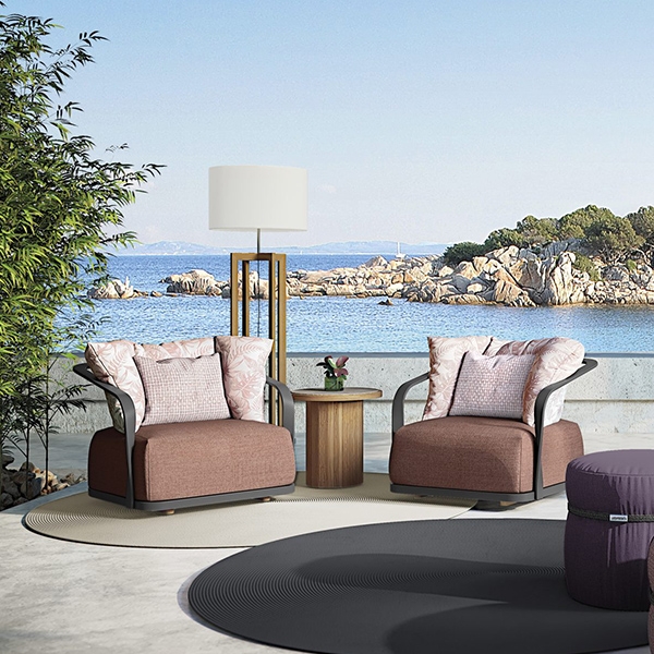 Tango, Atmosphera. Луксозно италианско градинско кресло с алуминиева структура и текстилна тапицерия.