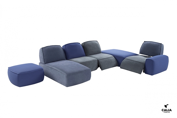 Модерен италиански модулен диван с релакс механизми, регулиращи позицията на облегалката,  модел Lazy. Производител Calia, Итали