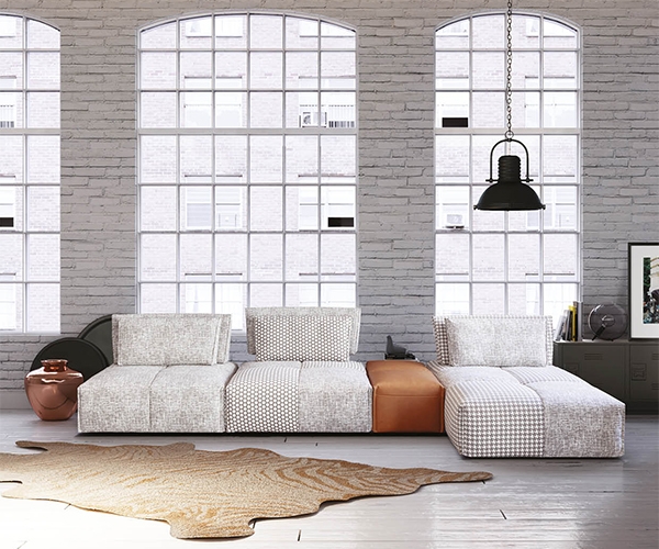 Tango, Calia. Модерен италиански модулен диван с механизъм, позволяващ промяна на дълбочината на седалката.