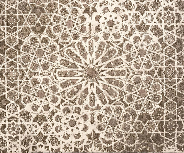 Arabia, Calligaris. Луксозен италиански жакардов килим с правоъгълна форма, изтъкан от огнеупорни нишки с винтидж ефект.
