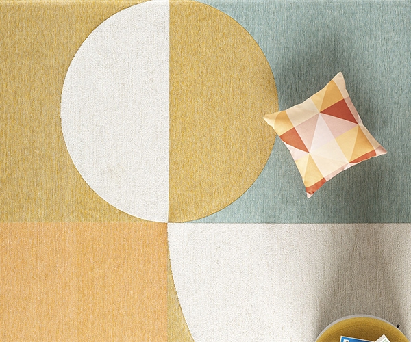 Graceful, Calligaris. Луксозен цветен жакардов килим с правоъгълна форма, изработен от памук и шенил.