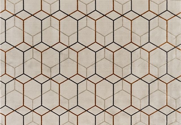 Модерен италиански правоъгълен килим с геометрични шарки, модел Offset. Производител - Calligaris, Италия.
