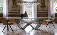 Модел Hystrix. Производител Cattelan, Италия. Модерна италианска трапезна маса със стъклен плот. Луксозни италиански мебели за т