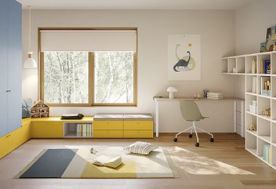 Композиции Golf A, производител Colombini Casa, Италия. Модулни детски стаи с легло, бюро и гардероб – функционално италианско о