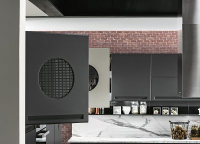 Композиция Isla 01. Производител - Colombini, Италия. Луксозна италианска модулна кухня с функционално разпределение, устойчиви