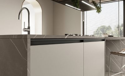 Композиция Linea 09. Производител - Colombini, Италия. Луксозна италианска модулна кухня с прецизни механизми и богато разнообра