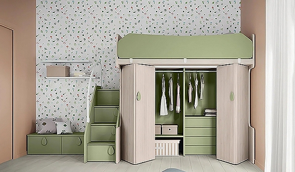 Volo Bunk Beds I, Colombini. Модерна модулна детска стая с легло с бюро.