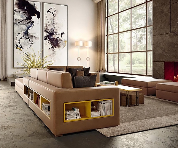 Модел Theca, производител Concept, Италия. Модерна италианска модулна мека мебел. Луксозни италиански двуместни, триместни диван