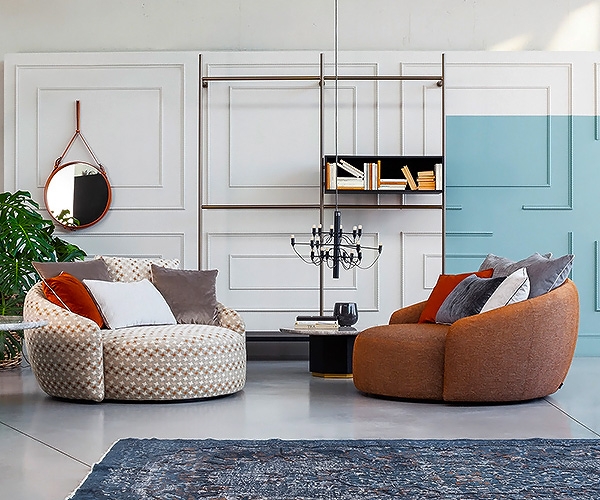 Globe, Flexteam. Модерна италианска мека мебел - кресло и диван с изцяло сваляща се, текстилна или кожена тапицерия.