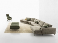 Модел Bora. Производител Nicoline, Италия. Луксозна италианска модулна мека мебел със структура от масивна дървесина и кожена ил