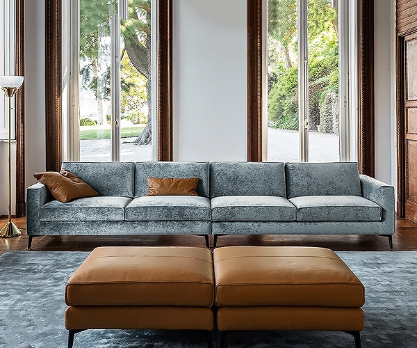 Nausicaa, Nicoline. Модерна италианска модулна мека мебел с кожена или текстилна тапицерия.