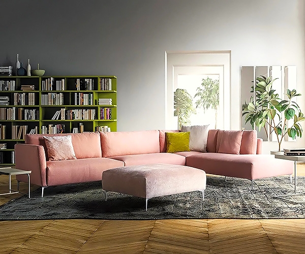Volo, Pianca. Модерен италиански модулен диван с тапицерия от кожа или текстил.