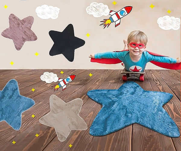 Bamby Star, Sitap. Модерен италиански килим за детска стая с формата на звезда.