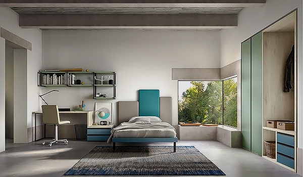 Композиция 106, ZG Mobili. Модерни италиански мебели за детска стая с едно или две легла.